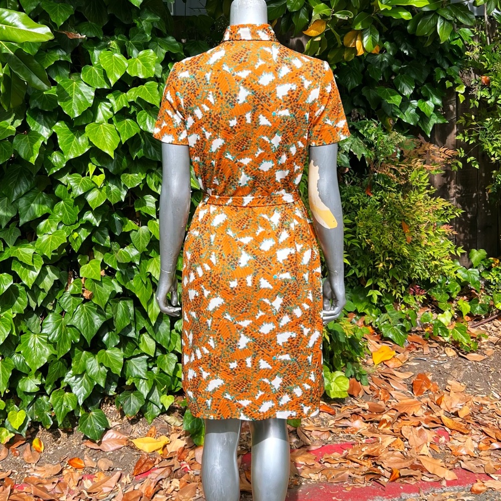 1970s Handmade Geometric Belted Shirt Dress - Picture 4 of 7